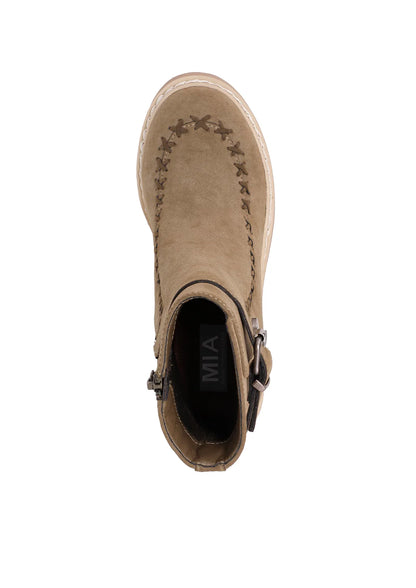 MIA Toula Khaki Faux Suede Platform Lug Sole Bootie