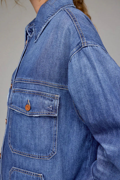 Hidden - Abbey Medium Wash Oversized Shacket