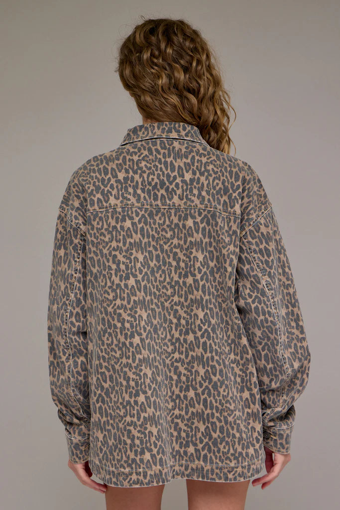 Hidden - ABBEY -  Cheetah Print Oversized Shacket
