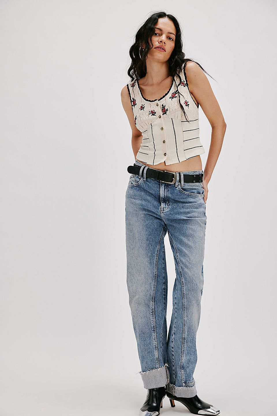 Free People - Rose Bud Knit Top - IVORY COMBO