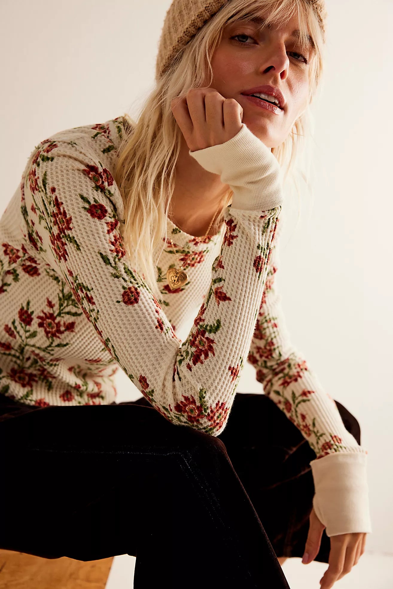 Free People - Pretty Little Thermal - SAND COMBO FOLK VINE