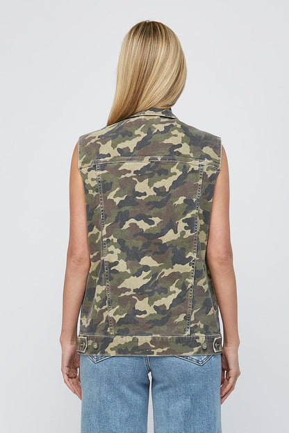 Hidden - Rebel Camo Oversized Cargo Denim Vest