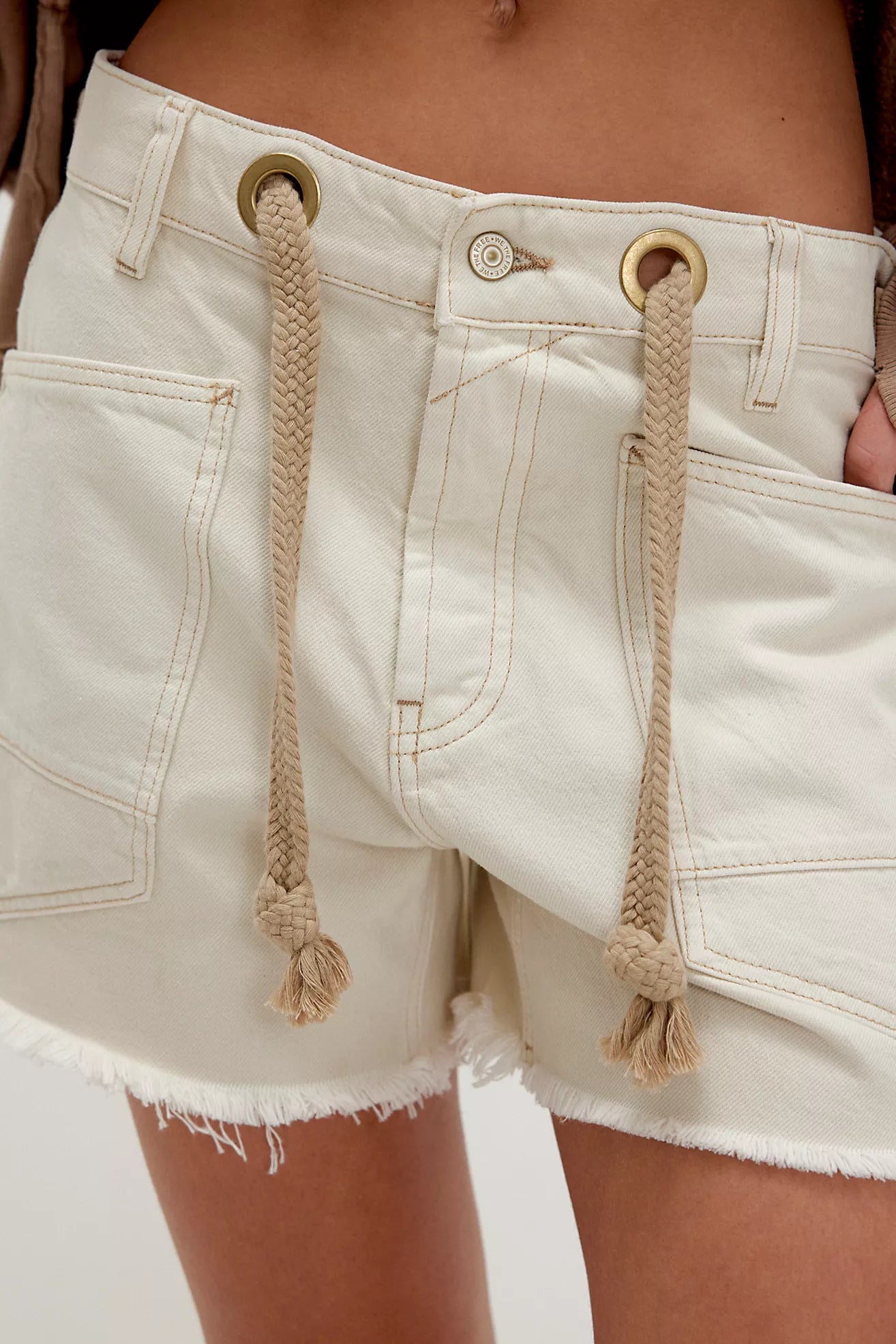 Free People - Moxie Barrel Shorts - WHITE