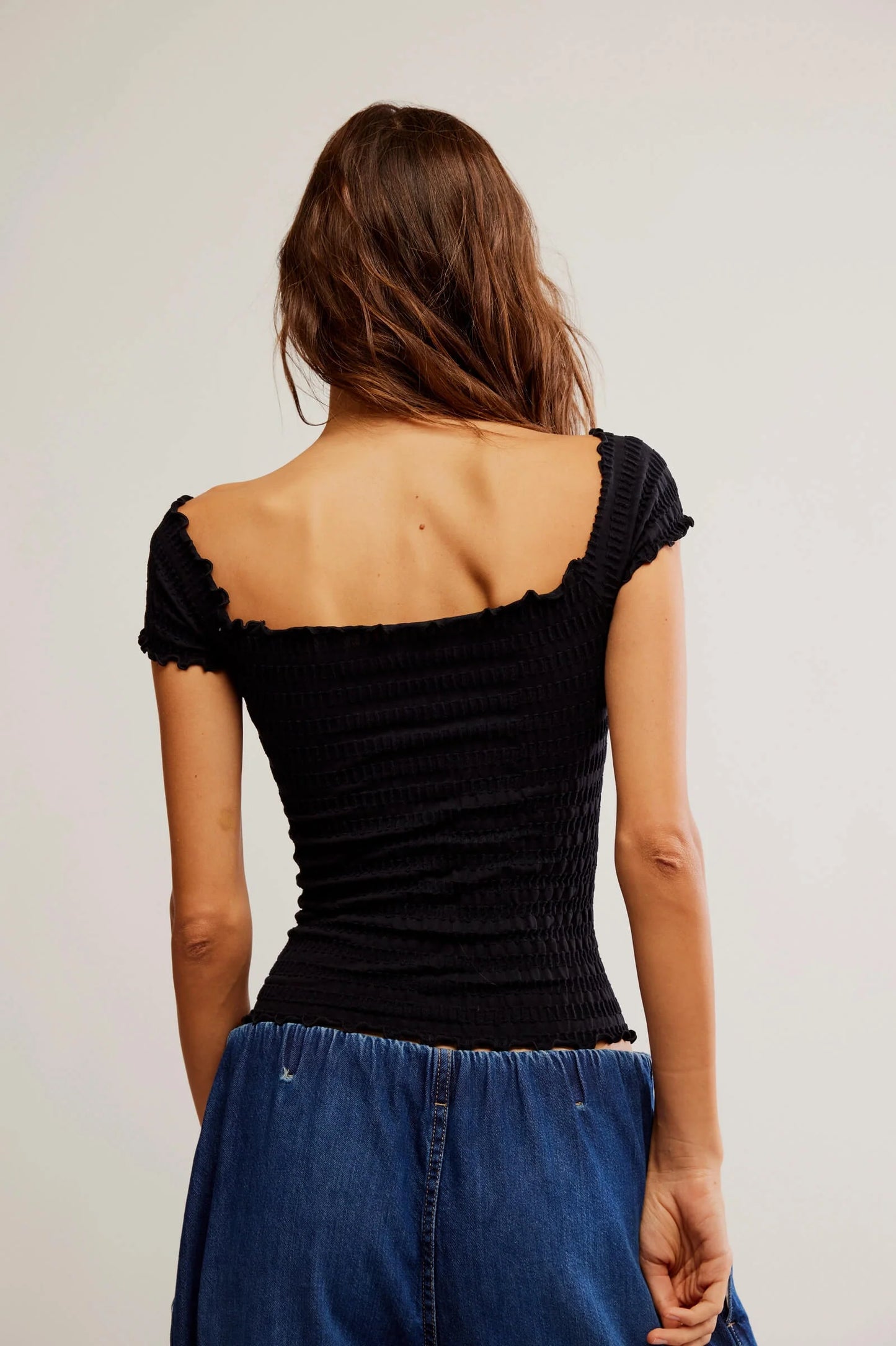 Free People - Pucker Up Seamless Tee - BLACK