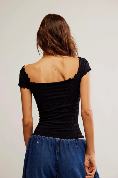 Free People - Pucker Up Seamless Tee - BLACK