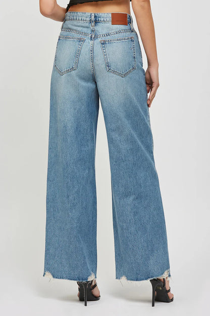 Hidden - Nori Chew Hem Wide Leg Jean - Medium Light