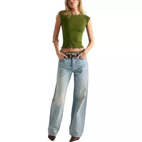Free People -  So Soft Seamless Modal Baby Tee - FERNGULLY (Olive)