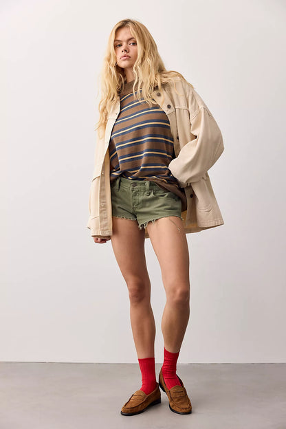 Free People - Palm Springs Striped Pullover - Army Combo