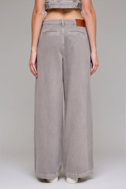 Hidden - Nori - High Rise Super Wide Leg Trouser - Gravel
