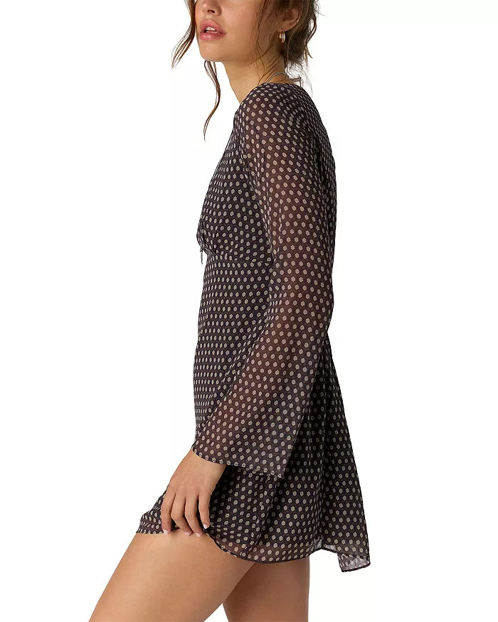 Free People - Jolie Printed Mini Dress - Dark Black/Brown Combo