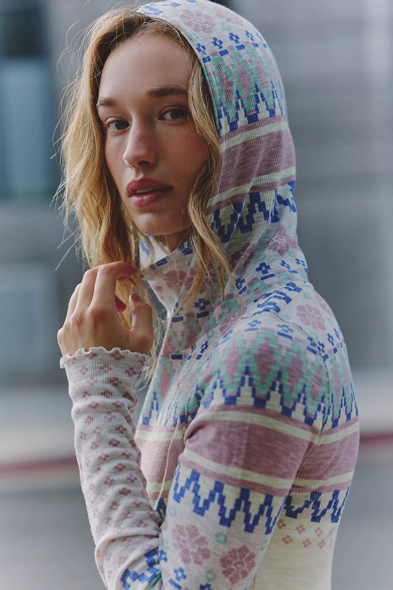 Free People - Breathe Easy Printed Layer Top - Plaid Fairisle Titan