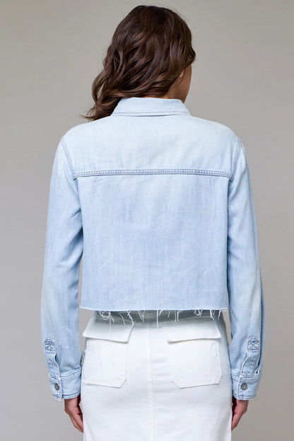 Hidden - Abbey Light Wash Cropped Denim Shirt