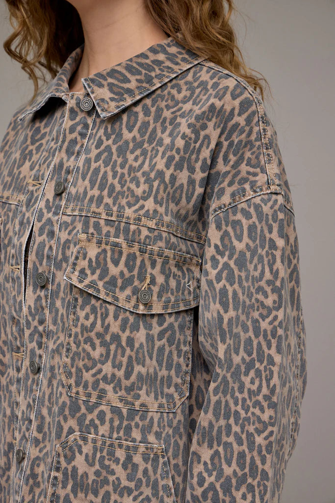 Hidden - ABBEY -  Cheetah Print Oversized Shacket