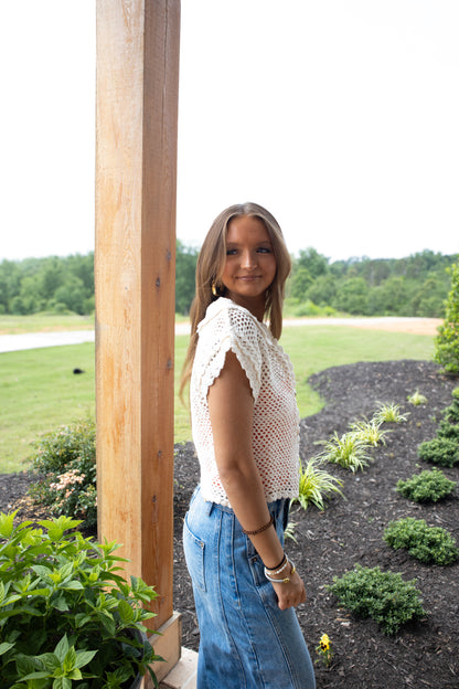 Free People - Lily Crochet Top - COCONUT MILK