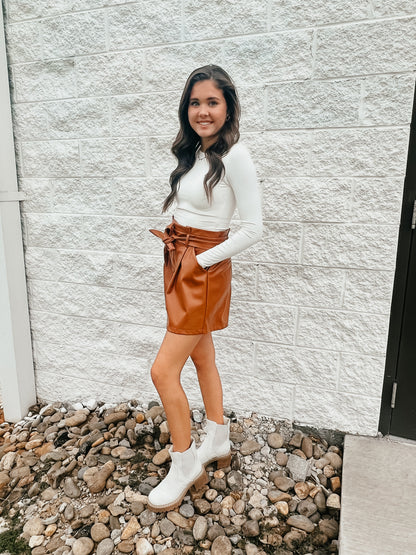 Stylin' n' profilin' Faux Leather Paper Bag Shorts