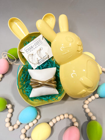 Easter Bunny - Chansutt Pearls - Pearl Hoop Earrings & Triple Gold Emma Bracelet