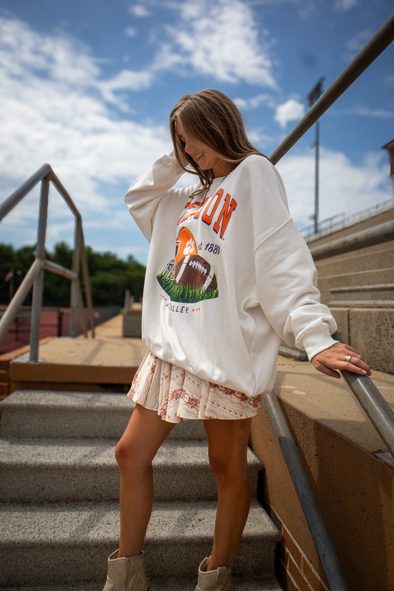 Clemson Textured Football Crewneck