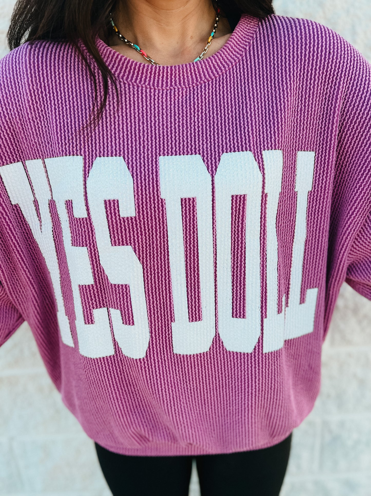 Yes Doll Ribbed Pullover - PURPLE