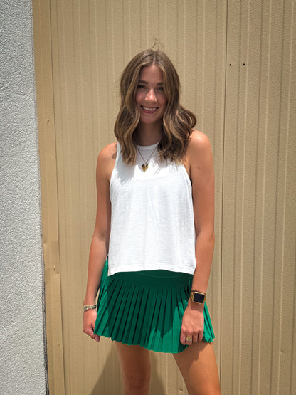 Kelly Green Pleated Tennis Skort
