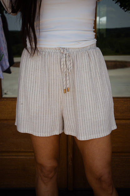 Classic Coast Pinstripe Linen Shorts