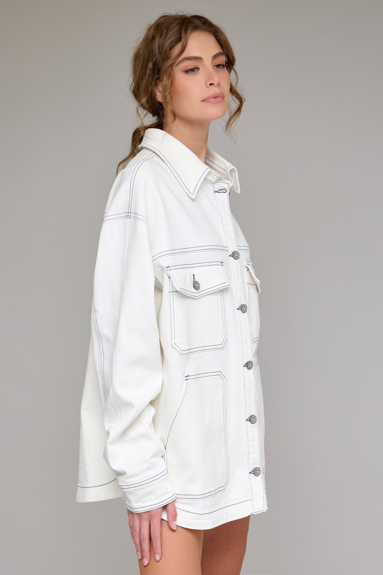 Hidden - Abbey Oversized Shacket - PEARL