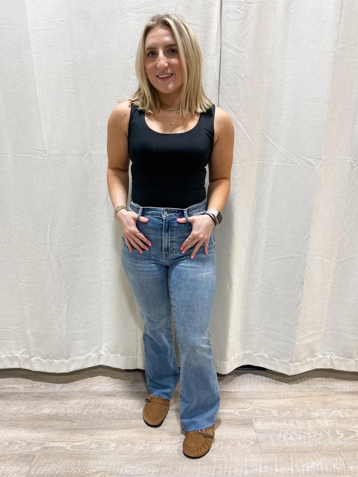 Hold Me Tight Double Layer Tank Top - BLACK