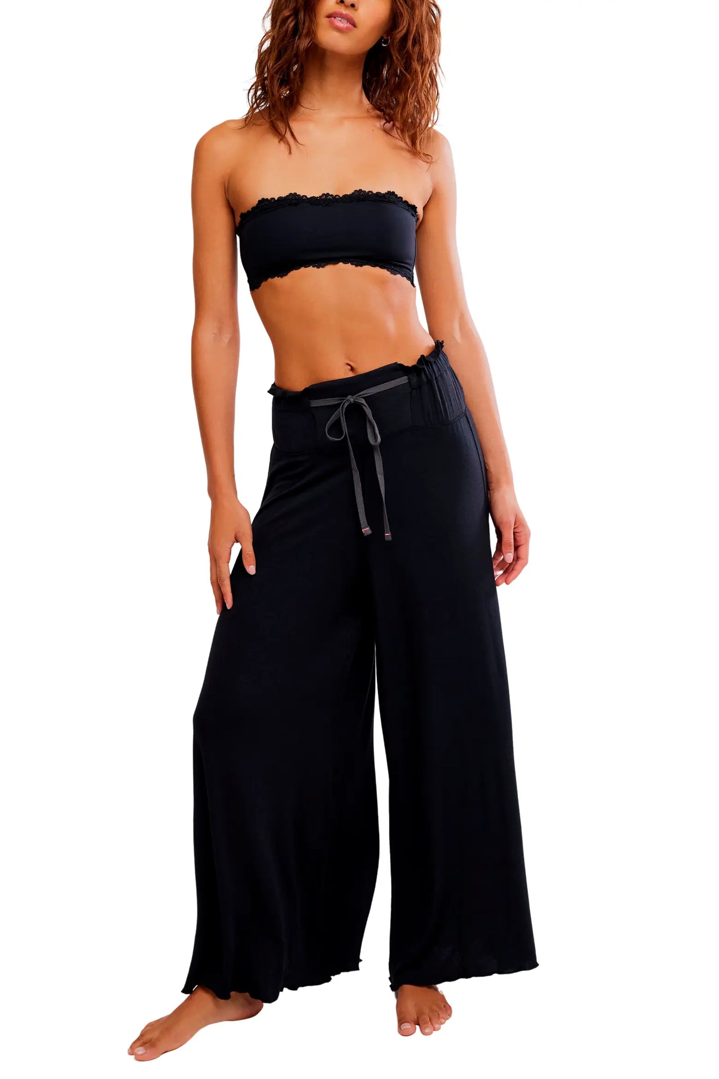 Free People -  Dream State Wide-Leg Pants - BLACK