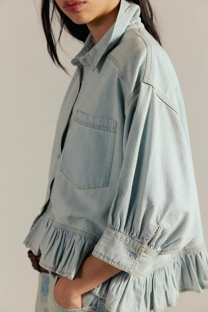 Free People - Bailey Denim Shirt - LIGHT TINT WASH