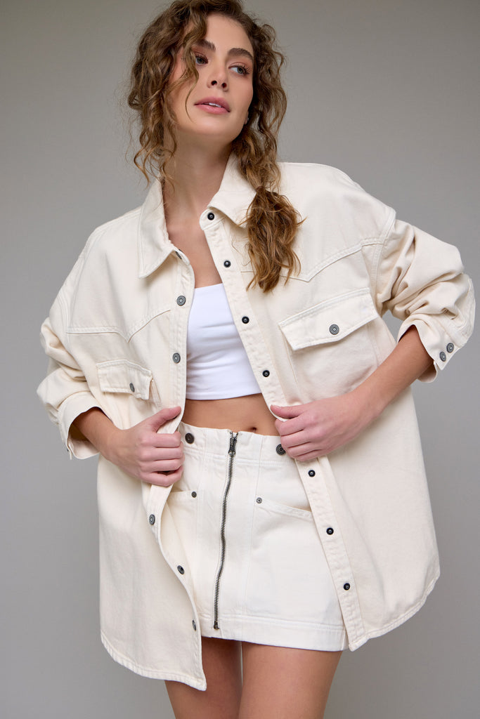 Hidden - Abbey Ecru Oversized Western Jacket