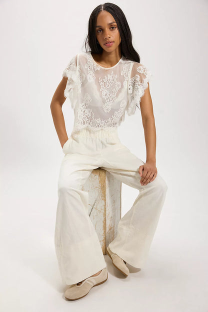 Free People-Day's End Linen Pull-On Pants-CLEAN IVORY