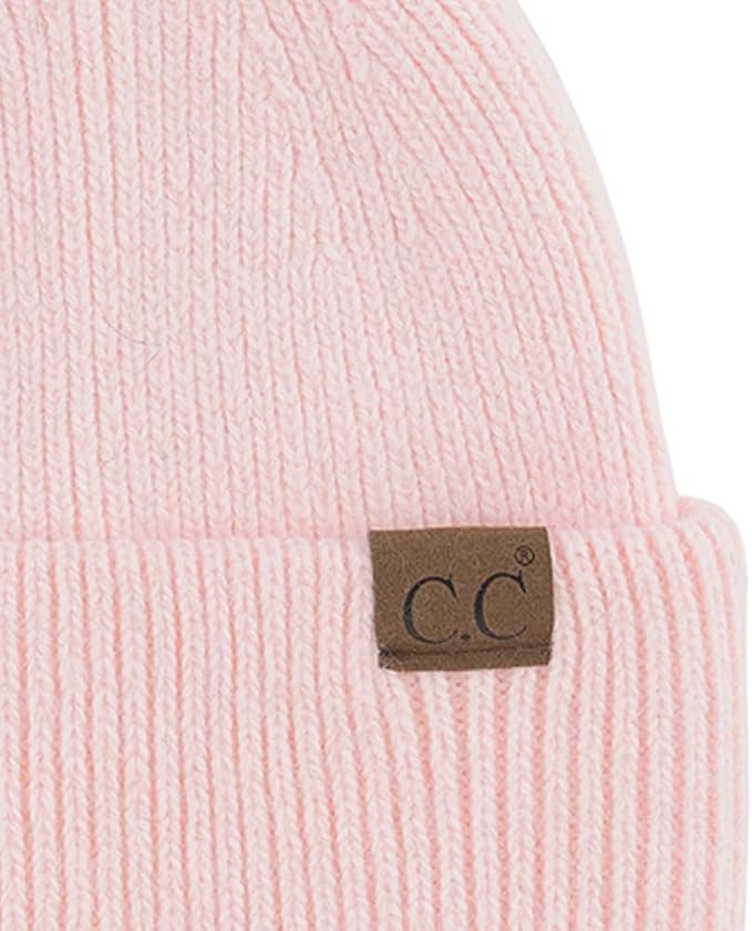 C.C. Monica Ribbed Double Cuff Beanie - PINK