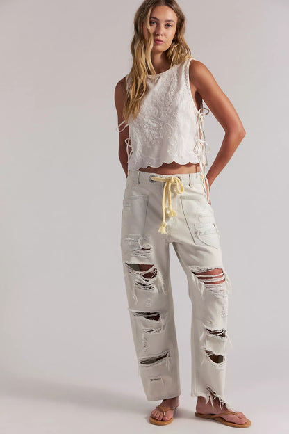Free People - Moxie Pull-On Barrel Jeans - SEA MIST
