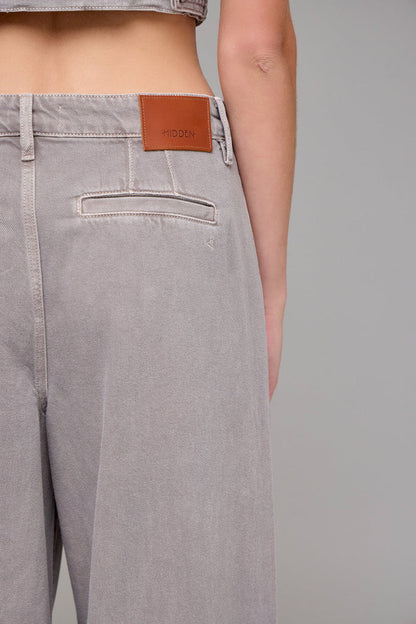 Hidden - Nori - High Rise Super Wide Leg Trouser - Gravel