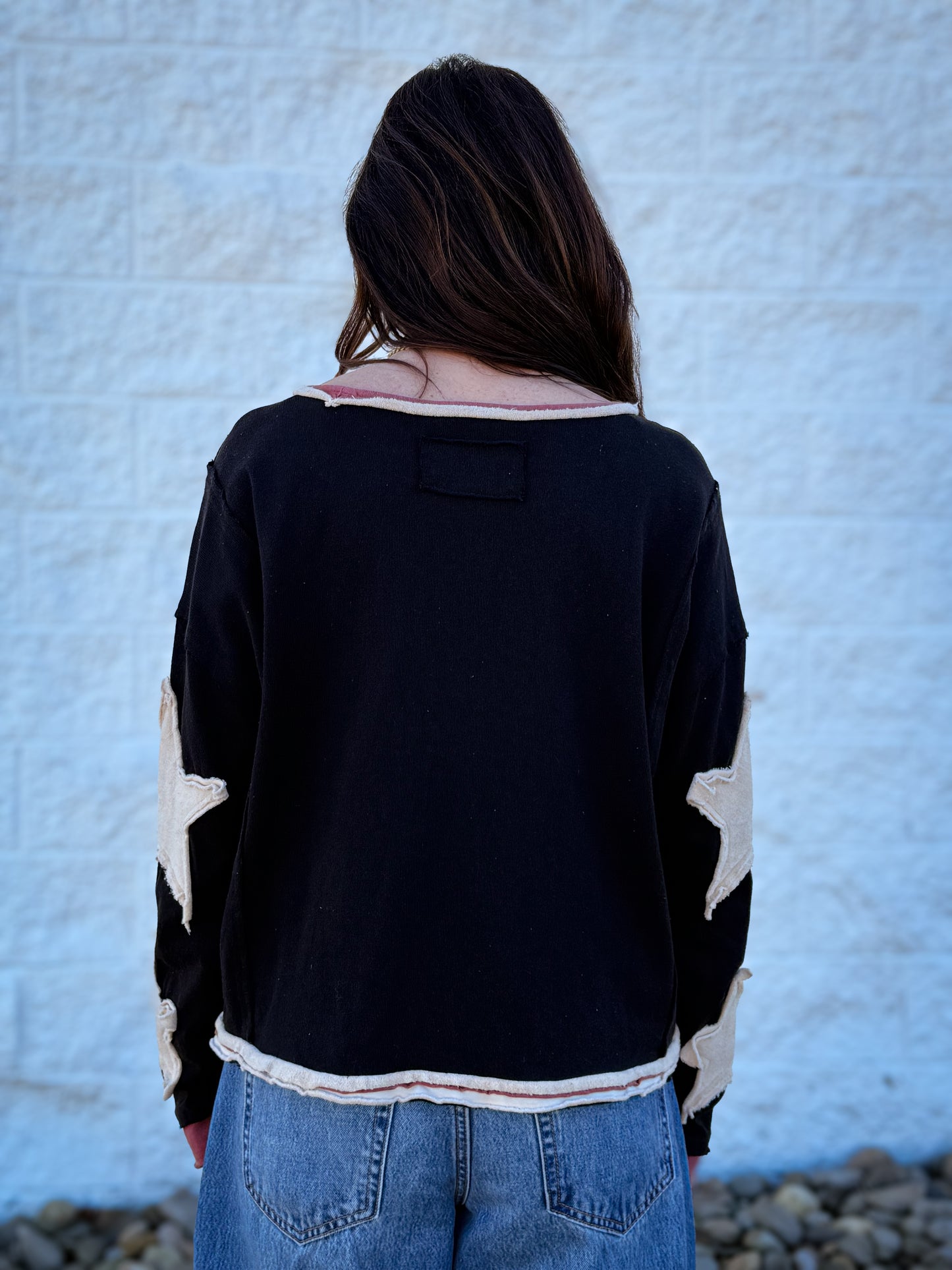 Shooting Star Black Long Sleeve Top