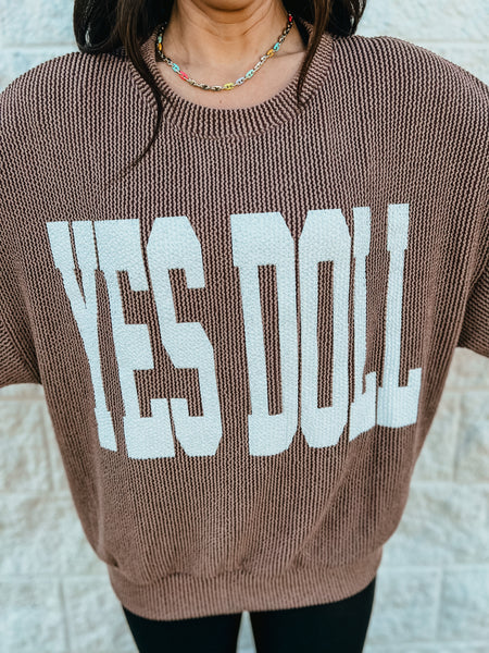 Yes Doll Ribbed Pullover - BROWN