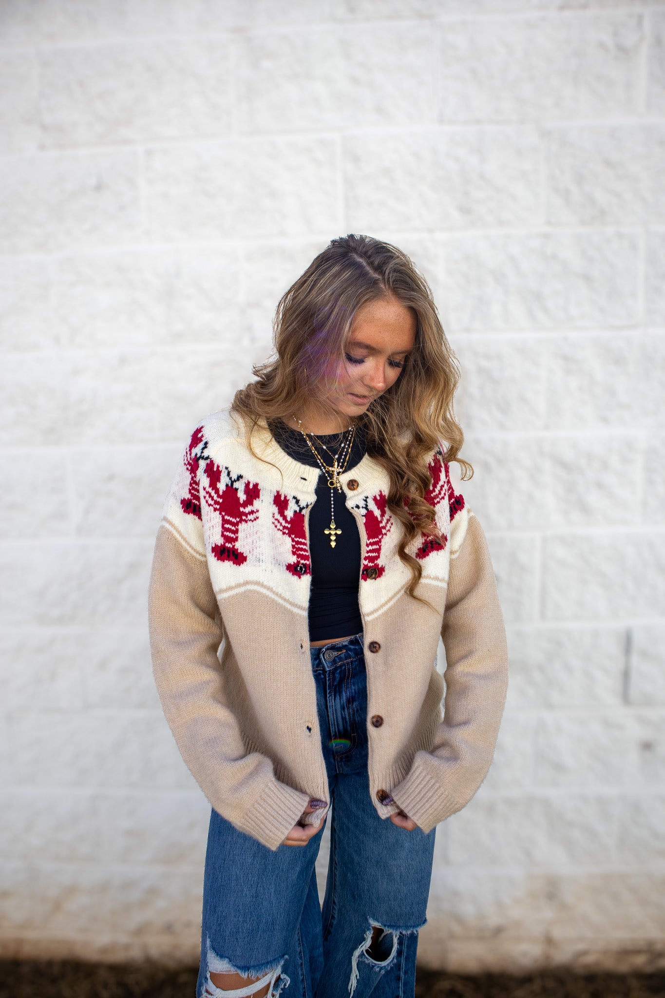 Coastal Catch Lobster Cardigan