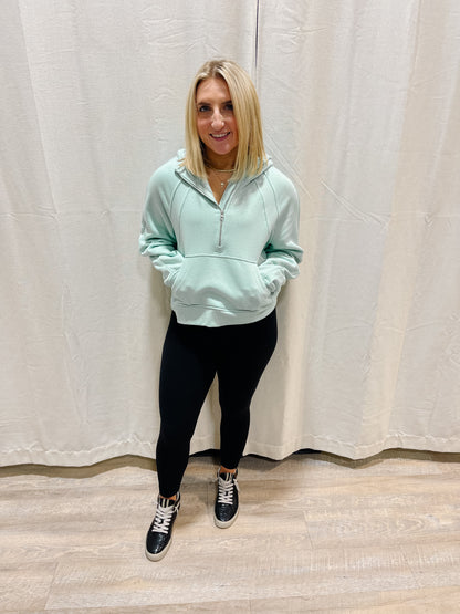 Essential Half-Zip Hoodie - DELICATE MINT