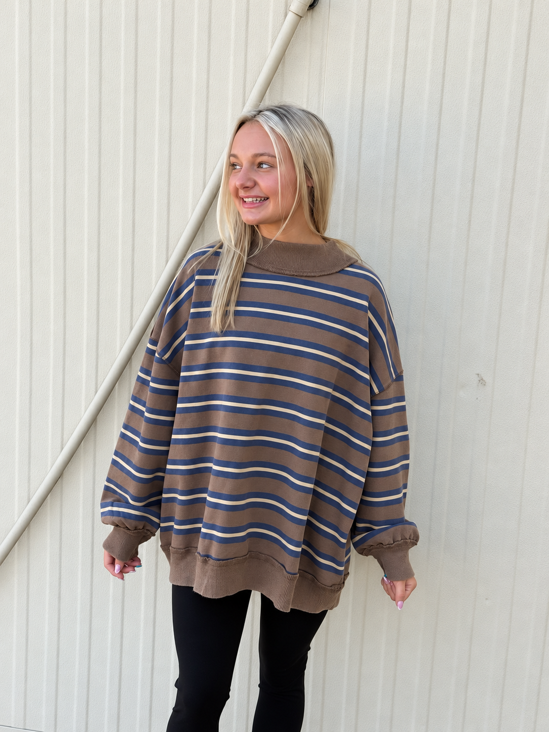 Free People - Palm Springs Striped Pullover - Army Combo