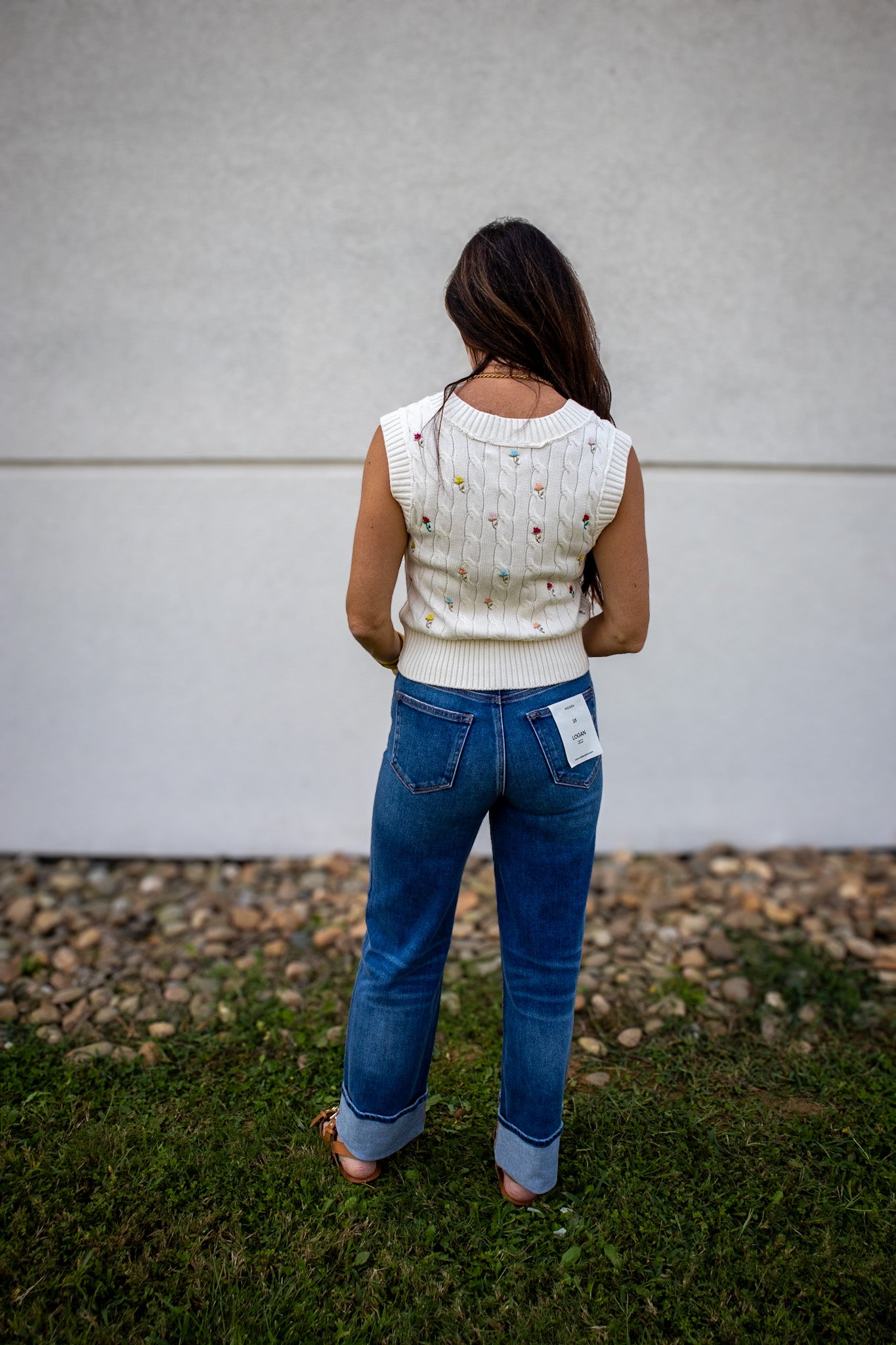 Hidden - LOGAN- Medium Wash Cuffed Stretch Dad Jean