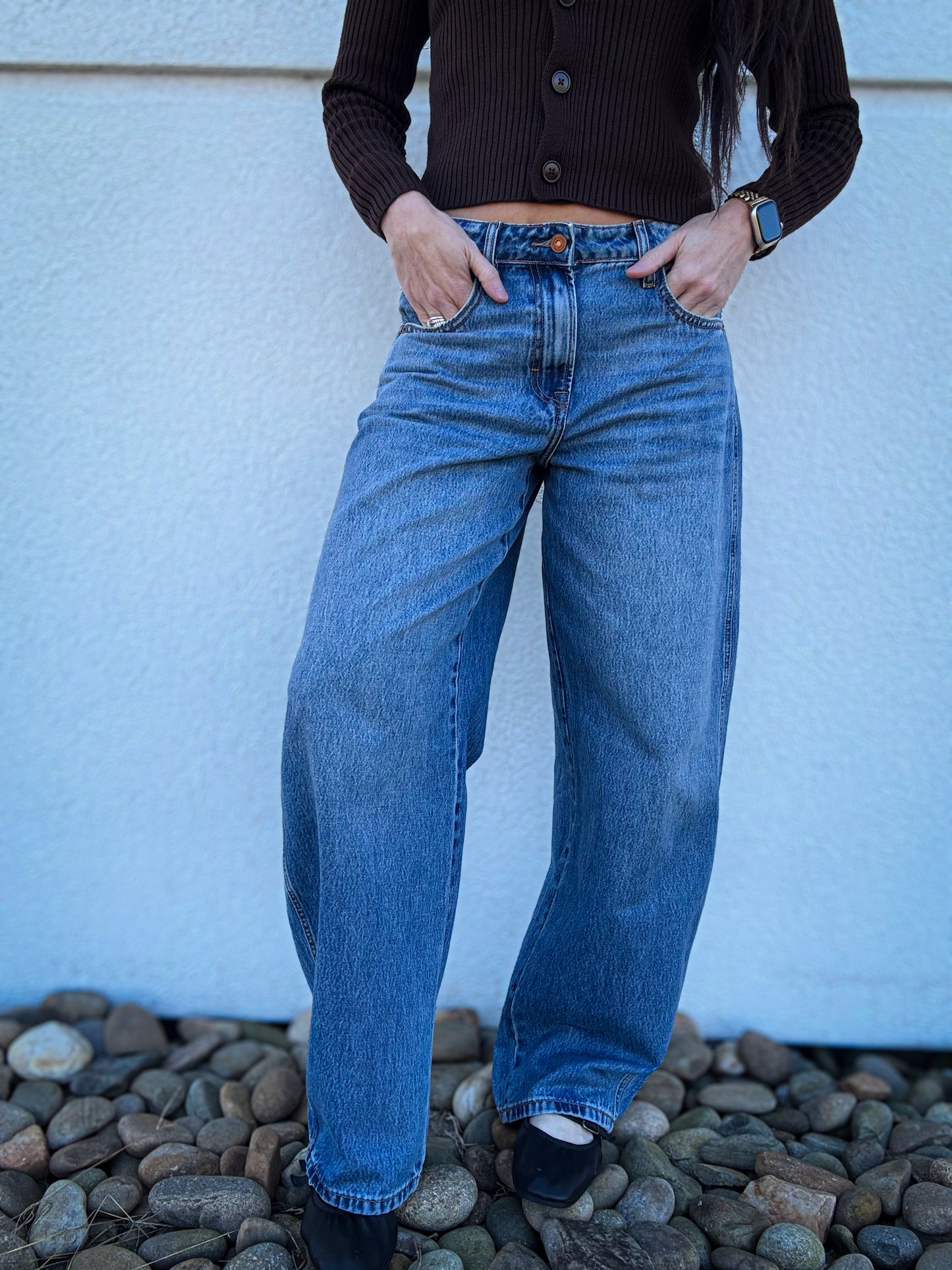 Hidden - SAMMIE - Medium Wash Clean Classic Barrel Jean