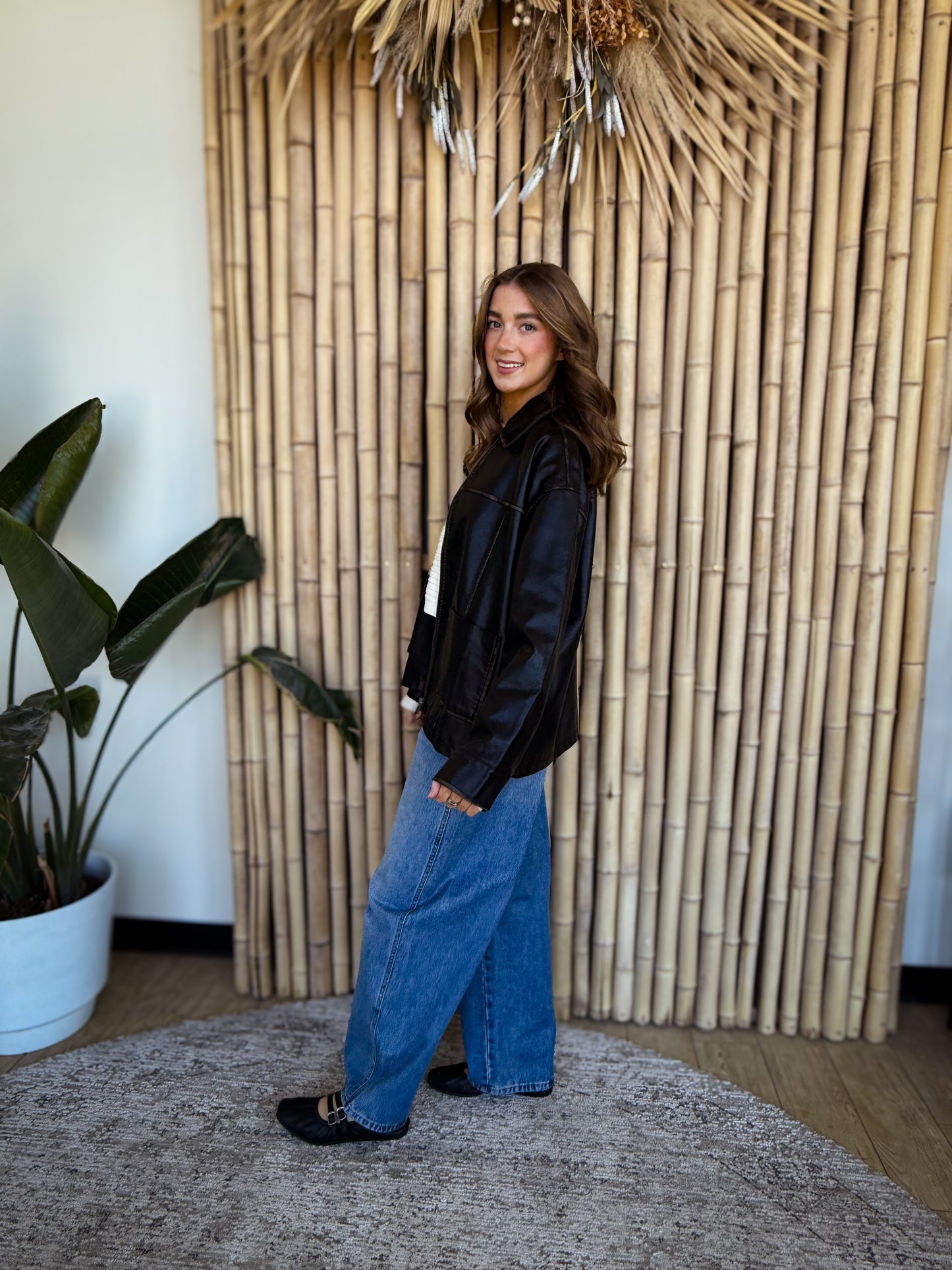 Washed Black Leather Jacket