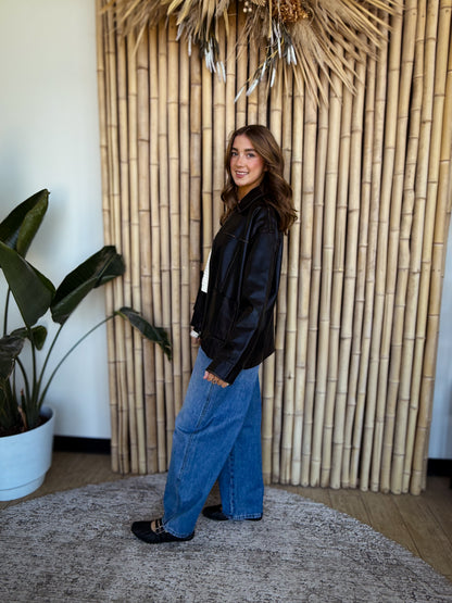 Washed Black Leather Jacket