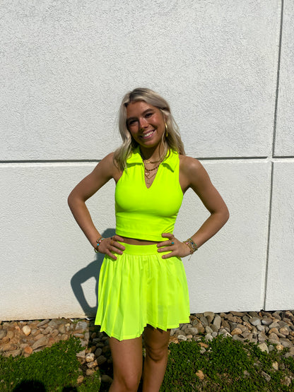 Pleat To Street Tennis Skort - NEON YELLOW