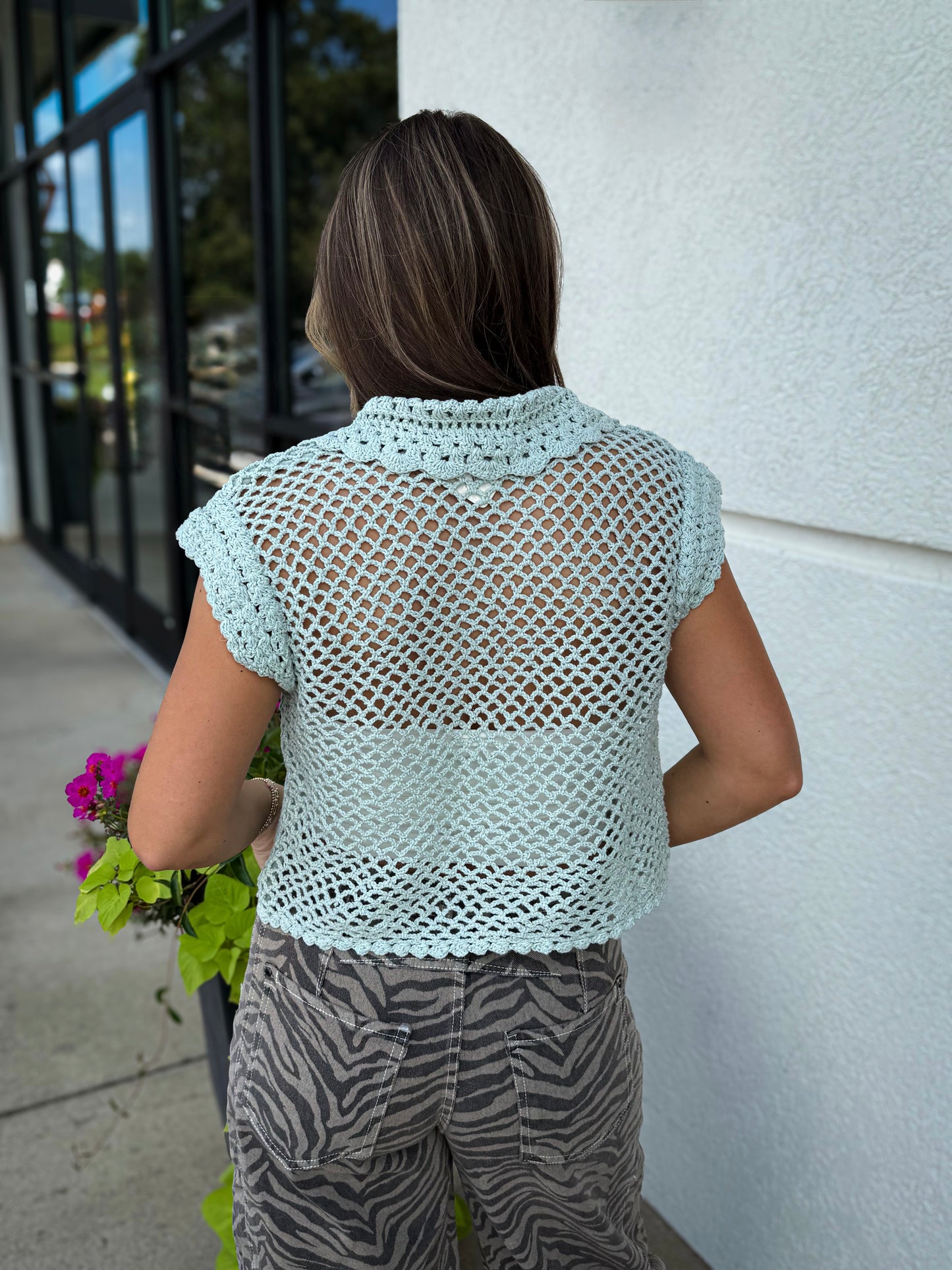 Free People - Lily Crochet Top - PALE AQUA