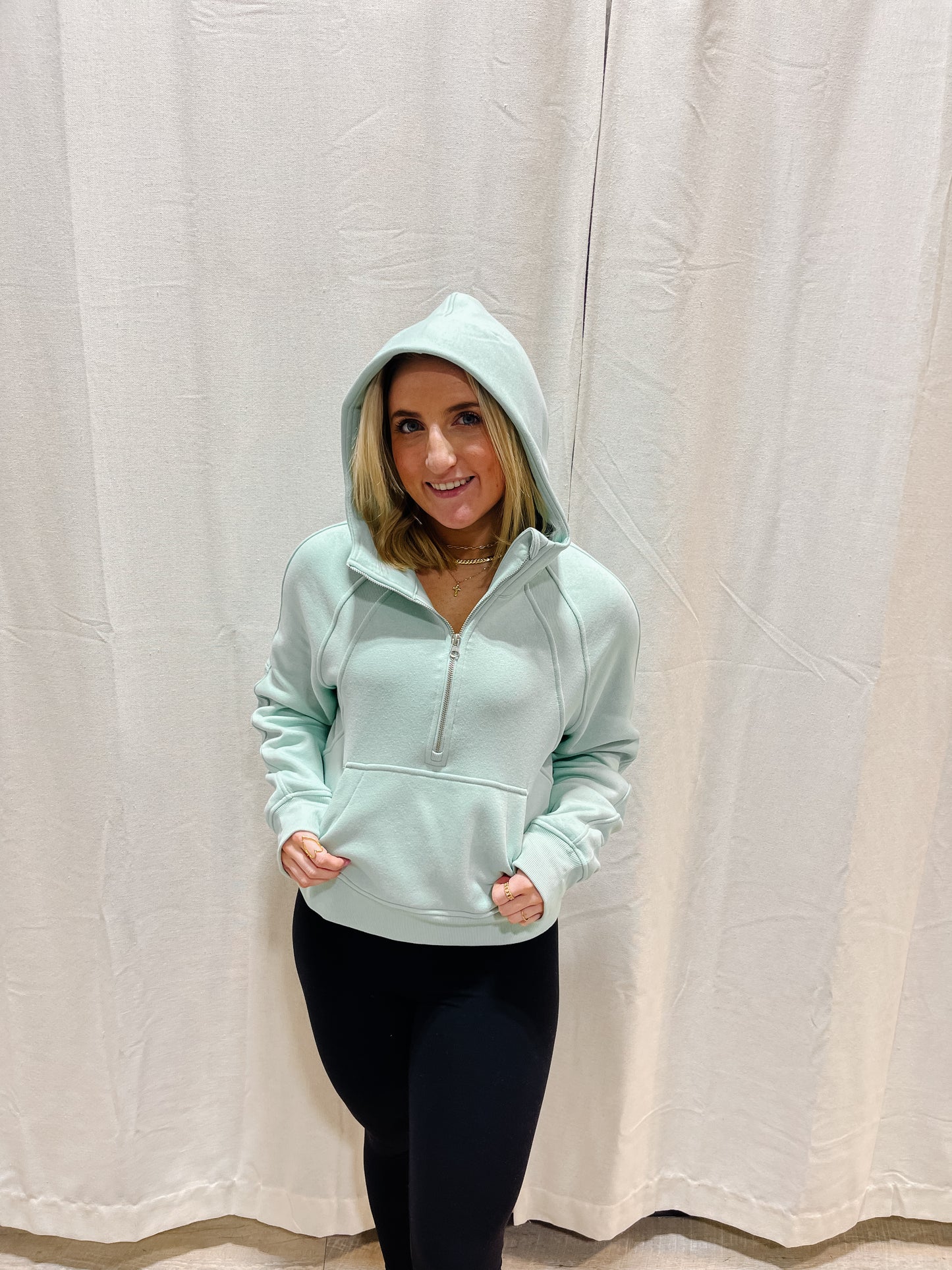 Essential Half-Zip Hoodie - DELICATE MINT