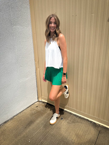 Kelly Green Pleated Tennis Skort