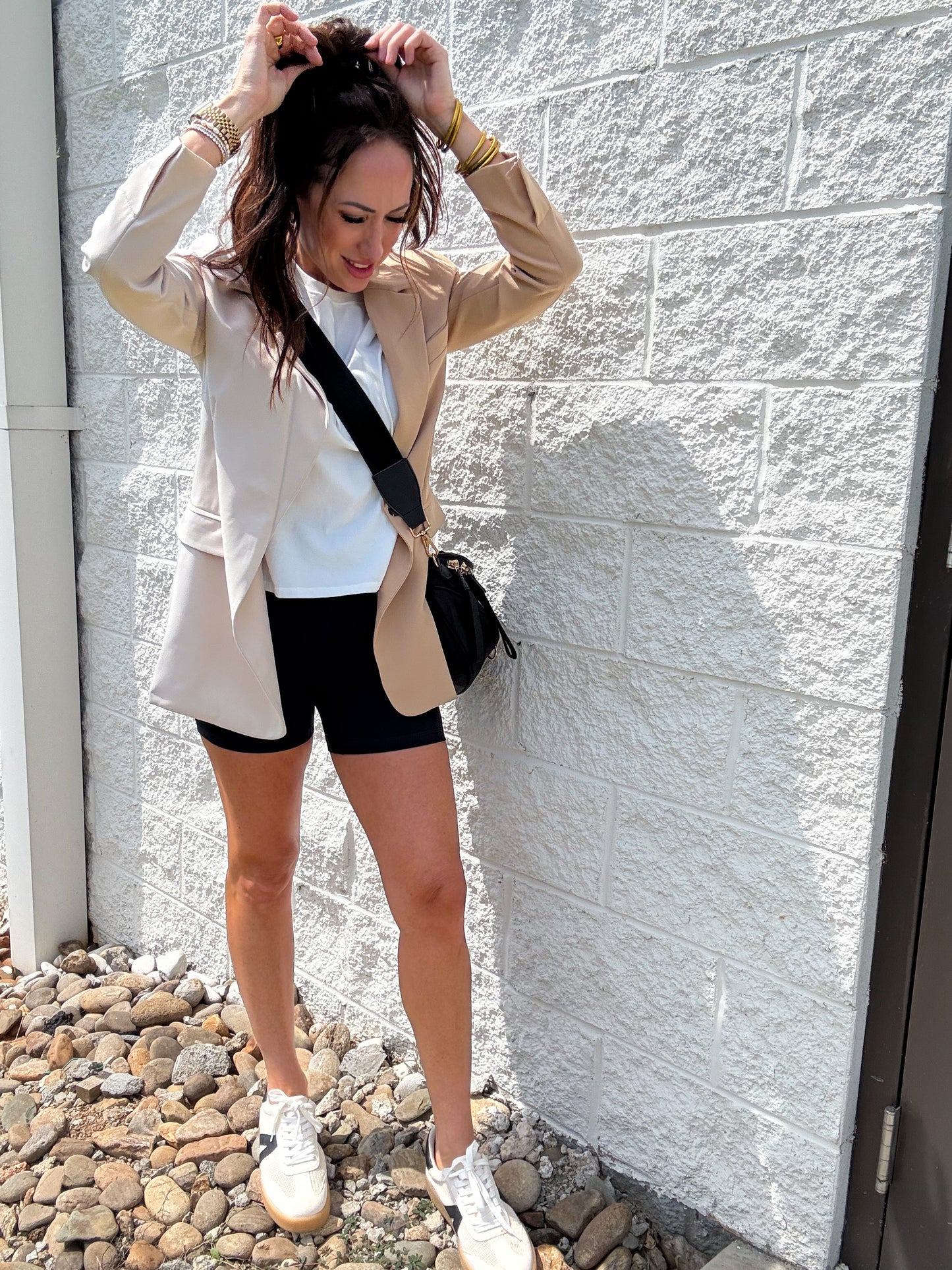 Two Tone Tan Color Block Blazer
