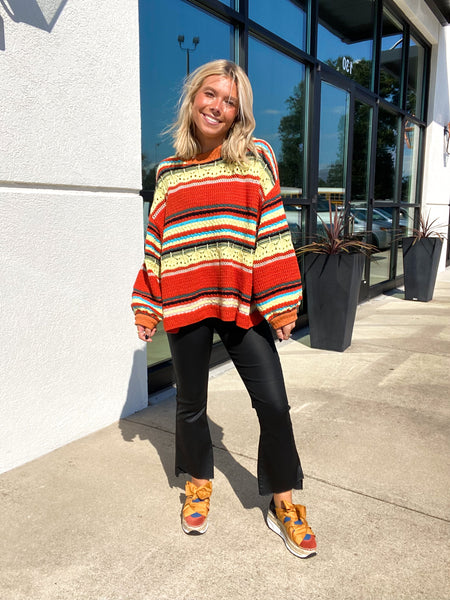 Fall Feels Colorful Striped Sweater