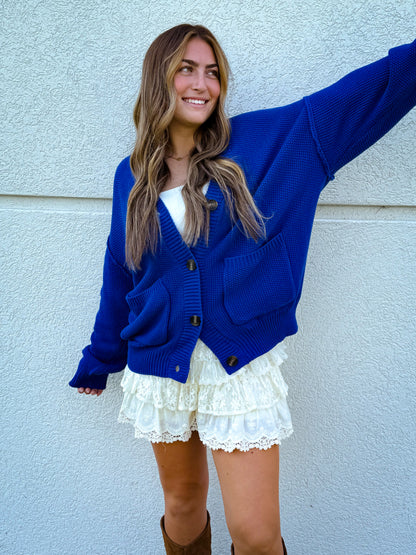 Big Hug Sweater Cardigan - COBALT