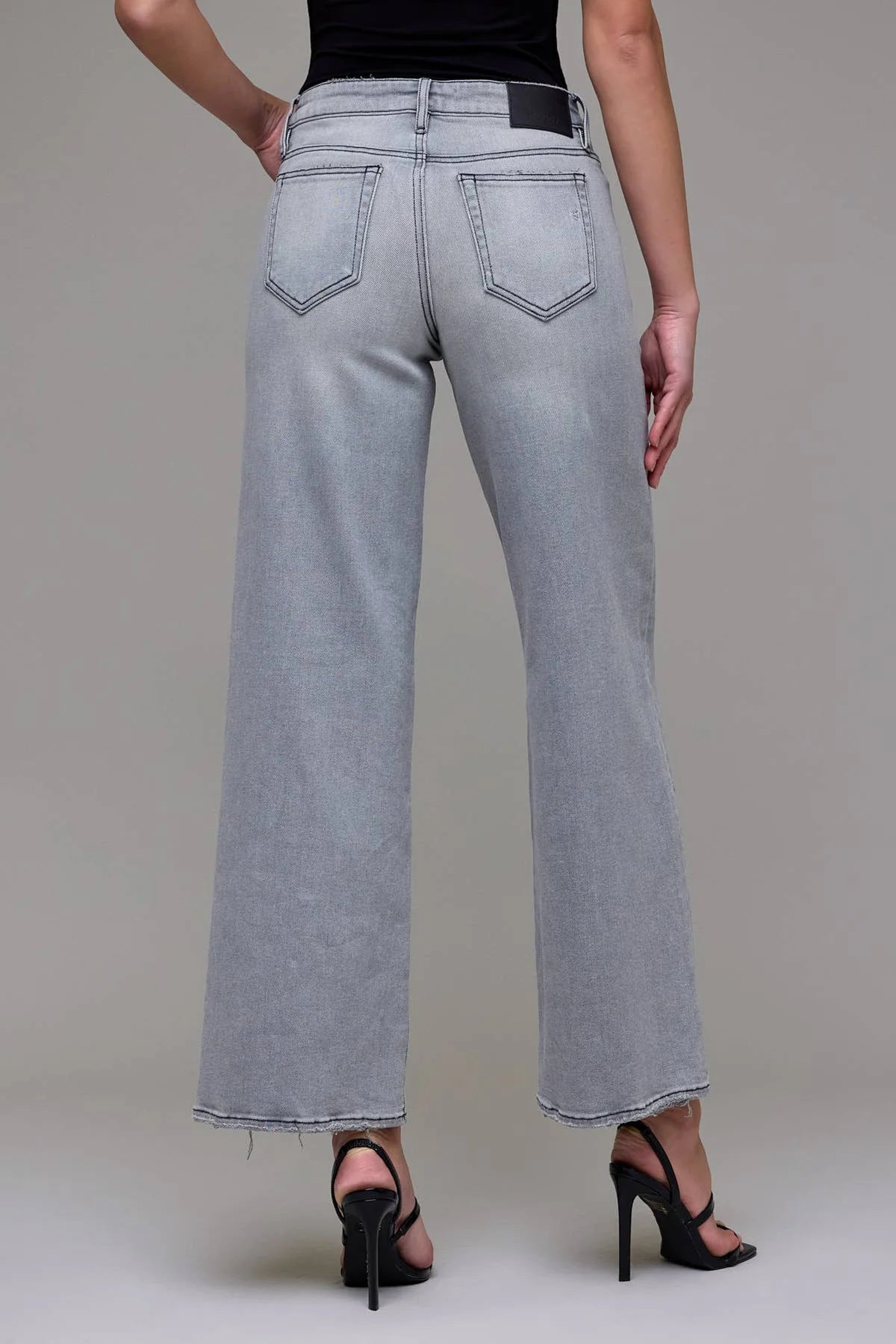 Hidden - Nori Mid Rise Stretch Wide Leg Jeans - Light Gray